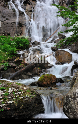 Waterfall at the Pont d'Espagne in the Hautes-Pyrénées near Cauterets, Pyrenees, France Stock Photo