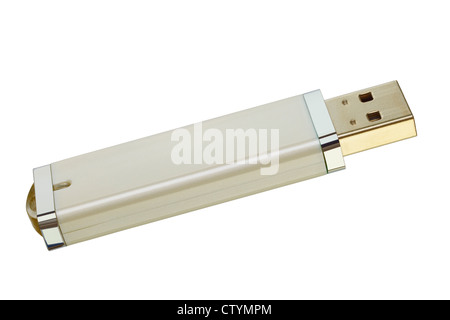 Close up of a USB flash memory isolated on white, Adobe RGB Stock Photo