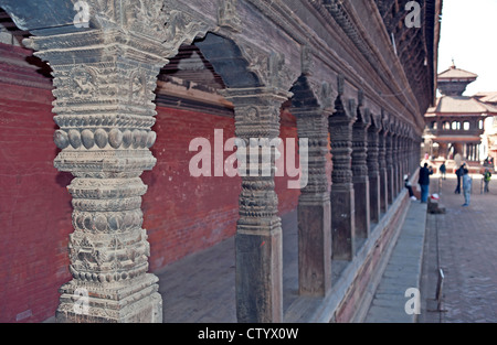 Bhaktapur is listed as a World Heritage by UNESCO for its rich culture, temples, and wood, metal and stone artwork. Stock Photo