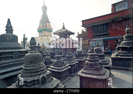 Swayambhunath Stupa - the holiest stupa of tibetan buddhism (vajrayana). Kathmandu, Nepal Stock Photo