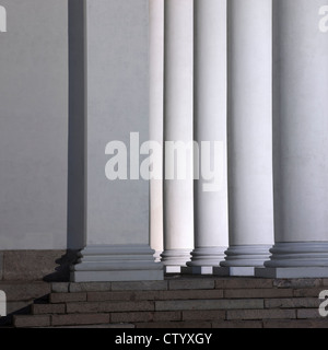 Columned building lit up at night Stock Photo