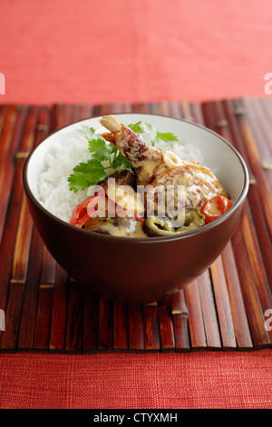 Bowl of red curry with duck Stock Photo