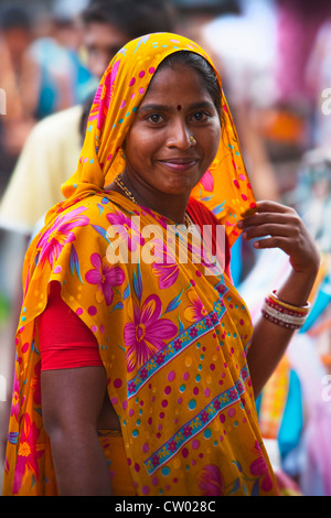 Portrait of woman in Mapusa Market, Panaji, North Goa, India, Asia Stock Photo