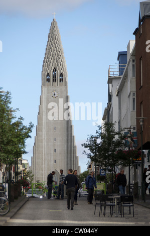 A street view of Hallgrimskirkja Reykjavik Iceland Stock Photo