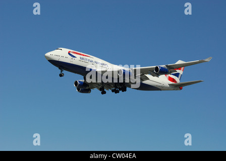 British Airways Wide Body Boeing 747 436 G-CIVJ approaching for a landing. Stock Photo