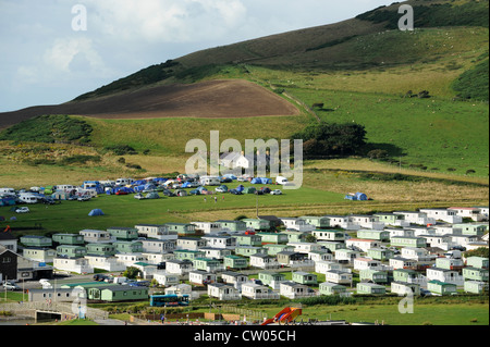 Caravan parks at Clarach Bay near Aberystwyth Wales Uk Stock Photo