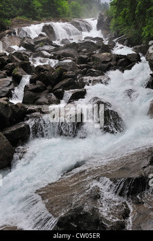 Waterfall near the Pont d'Espagne in the Hautes-Pyrénées near Cauterets, Pyrenees, France Stock Photo