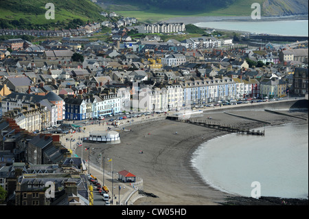 Aerial view of Aberystwyth town from Constitution Hill Ceredigion Wales.