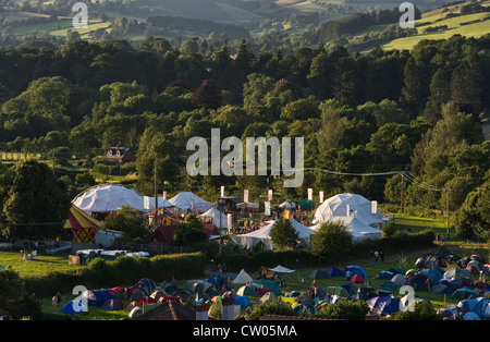 The beautiful rural site of the annual Sheep Music festival outside the small Welsh border town of Presteigne, Powys, UK Stock Photo