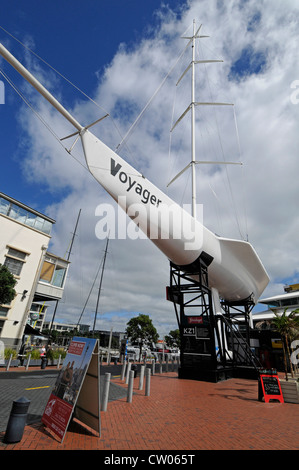 The Voyager KZ1 27th America's Cup (1988) bold Kiwi Challenge on permanent display outside the Maritime museum Viaduct harbour Stock Photo