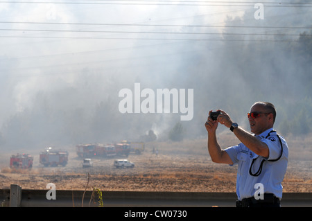 Forest fire on the Eastern slop of Mt. Carmel, Near Elroei, Israel ...