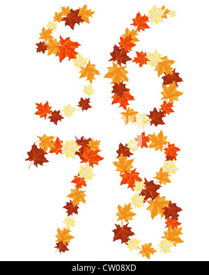 Autumn maples leaves letter set. Vector illustration. Stock Photo