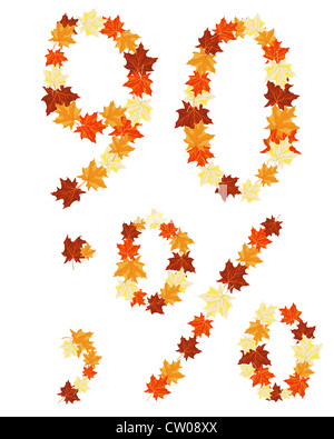 Autumn maples leaves letter set. Vector illustration. Stock Photo