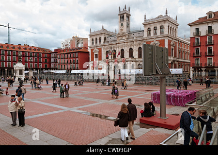 The Town Hall with the stands for Holy Week in the Plaza Mayor of the city of Valladolid, Castilla y León, Spain Stock Photo