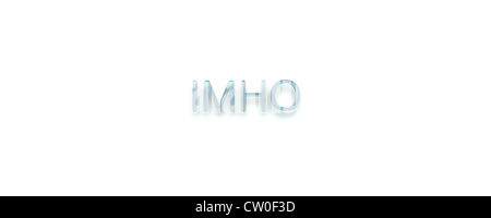 3D Key Word 'IMHO' Glass Style Stock Photo