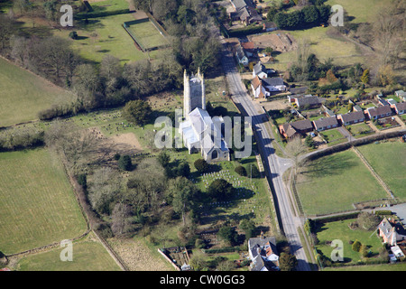 aerial view of St Mary Church Redenhall near Harleston in Norfolk Stock Photo