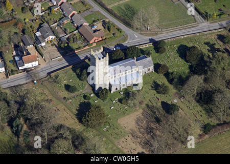 aerial view of St Mary Church Redenhall near Harleston in Norfolk Stock Photo