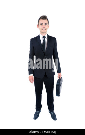 Isolated young business man standing Stock Photo