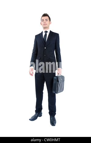 Isolated young business man standing Stock Photo