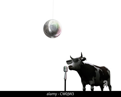 cow at disco Stock Photo