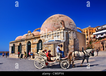 'Gyali Tzamisi' (also known as 'Kucuk Hasan Pasha mosque') at the Venetian harbor of Chania, Crete, Greece Stock Photo