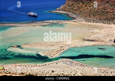 Balos (Gramvousa) beach on the norhwest coast of  Crete island, in Chania Prefecture, Greece. Stock Photo