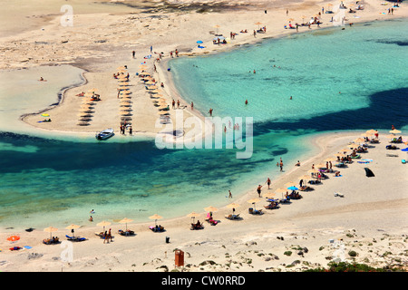 Balos (Gramvousa) beach on the norhwest coast of  Crete island, in Chania Prefecture, Greece. Stock Photo