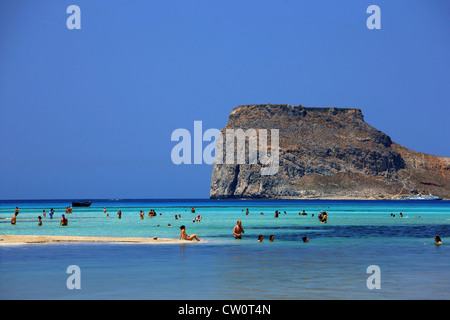 Balos (Gramvousa) beach on the norhwest coast of  Crete island, in Chania Prefecture, Greece. Stock Photo