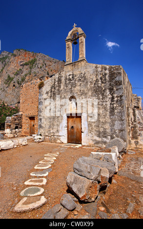 The byzantine church of Panagia, Agia Roumeli village (close to the exit of Samaria canyon), Sfakia, Chania, Crete, Greece. Stock Photo