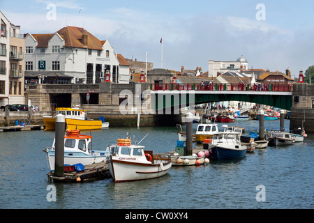 Weymouth Town Bridge and inner harbour Stock Photo