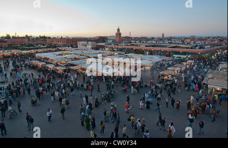 view of the Djemma el Fna Square in Marrakech, Morocco Stock Photo