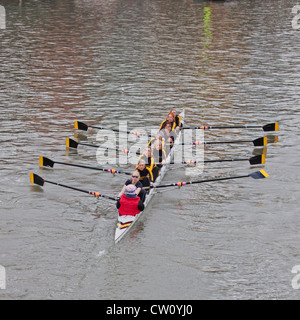 A female eight crew participating in the annual Head of the River race through Bristol docks Stock Photo