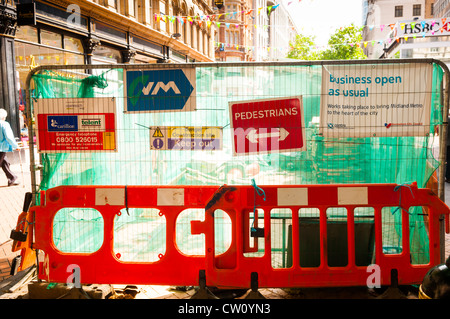 Roadworks in Birmingham city centre on the extension of the midland metro Stock Photo