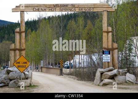 Welcome to Chena Hot Springs Resort  Alaska Stock Photo