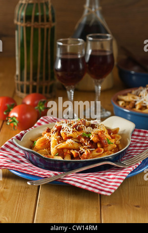 Penne all'Amatriciana Italian Food Stock Photo