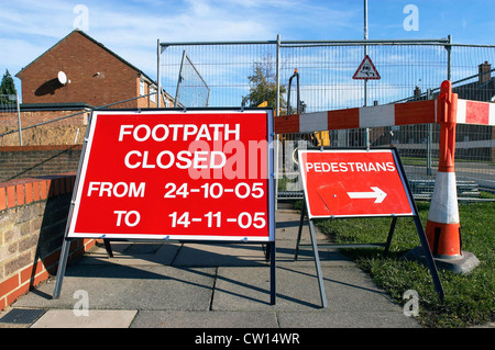 Footpath closed to pedestrian access. England, UK. Stock Photo