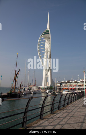 City of Portsmouth, England. Picturesque view of Gunwharf Quays and the 170 meter tall Spinnaker Tower. Stock Photo