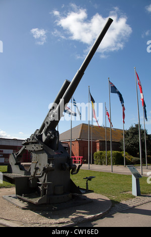 City of Portsmouth, England. The 3.7 inch WW2 Mk II Anti-Aircraft Gun ...