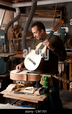 Cuatro maker in woodworking shop  Stock Photo