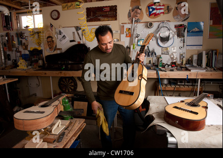 Cuatro maker in woodworking shop  Stock Photo