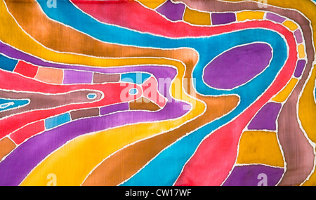 abstract wave pattern on silk batik Stock Photo