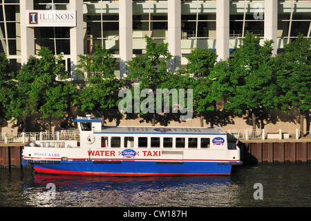 USA Illinois Chicago 'Shake a Leg' water taxi docked near Union Station in the city. Stock Photo