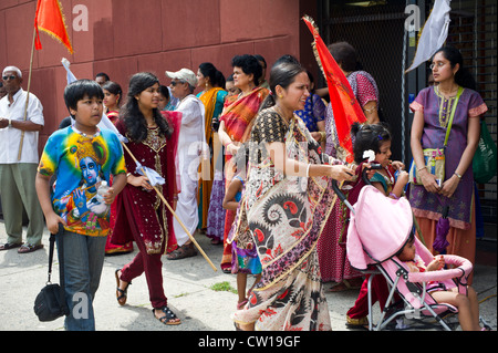 Hundreds of members of the Hare Krishna religion march in their annual Ratha Yatra parade Stock Photo