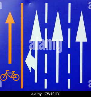 Cw Direction Sign traffic direction sign white reverse arrow on blue background Stock ...