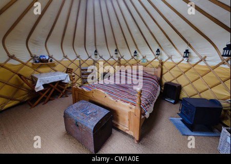 Jersey Yurt Holidays in St. Aubin, Isle of Jersey, Channel Islands Stock Photo