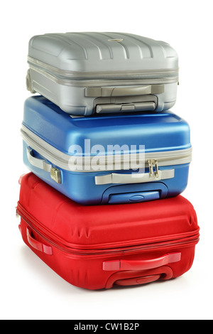 Luggage consisting of plycarbonate suitcases isolated on white Stock Photo