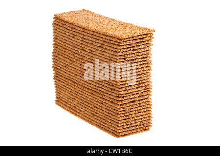 stack of thin crispbreads isolated on white Stock Photo