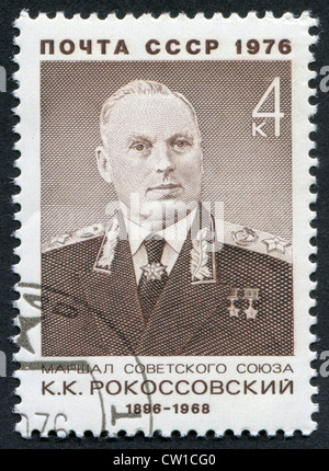 USSR - CIRCA 1976: A stamp printed in the USSR shows Marshal Konstantin Rokossovsky, circa 1976 Stock Photo