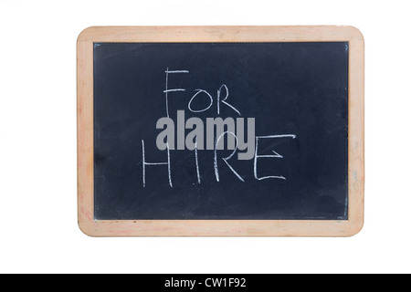 for hire writing on the blackboard Stock Photo