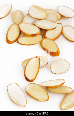 Sliced raw almonds Stock Photo